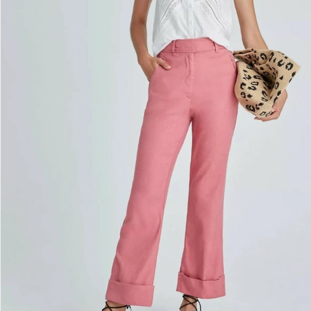 Aleja Trousers by Anthropologie Pink Cropped Pants with Wide-Leg Silhouette